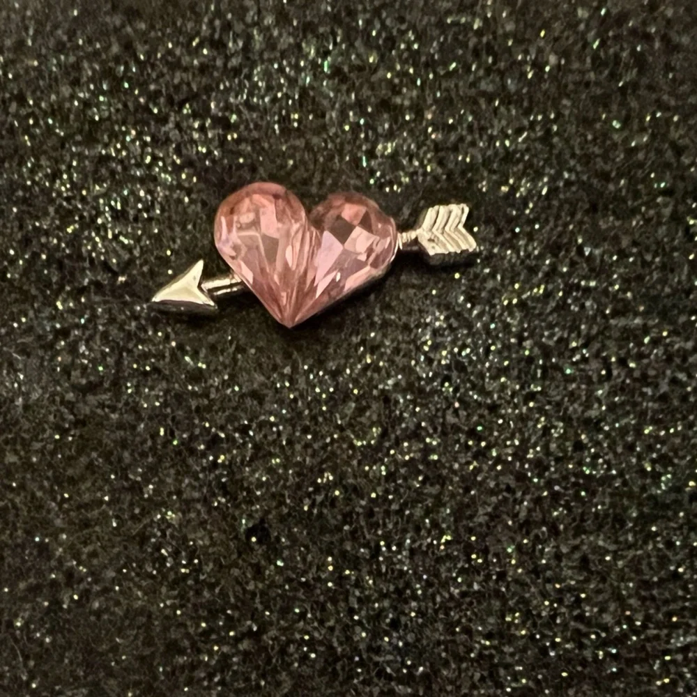 Vintage Avon Pink Rhinestone Heart Silver Tone Lapel Pin